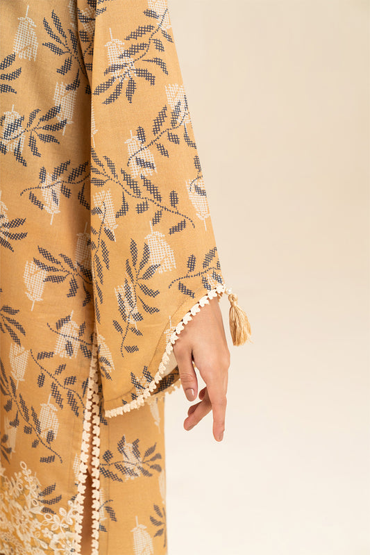 3 PIECE EMBROIDERED LAWN SUIT-MUSTARD MEADOW (UNSTITCHED)