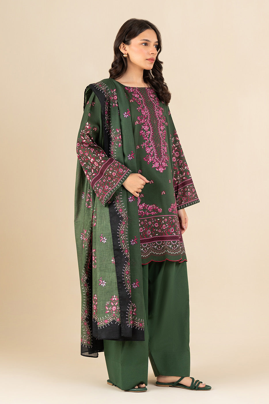 3 PIECE EMBROIDERED LAWN SUIT-MYSTIC GARDEN (UNSTITCHED)