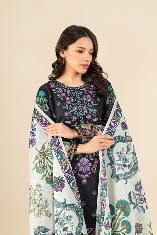 3 PIECE EMBROIDERED LAWN SUIT-CHARCOAL CHARM (UNSTITCHED)