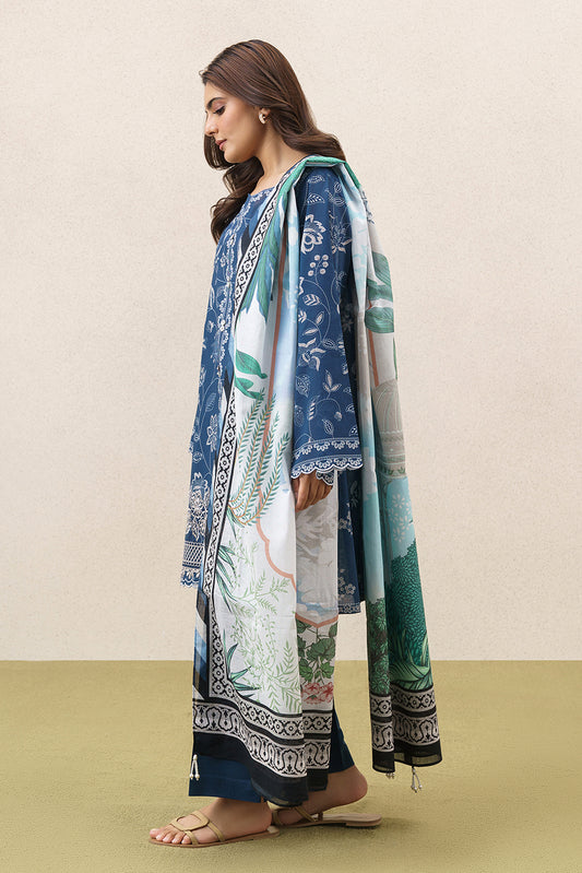3 PIECE EMBROIDERED LAWN SUIT-MIDNIGHT AURA (UNSTITCHED)