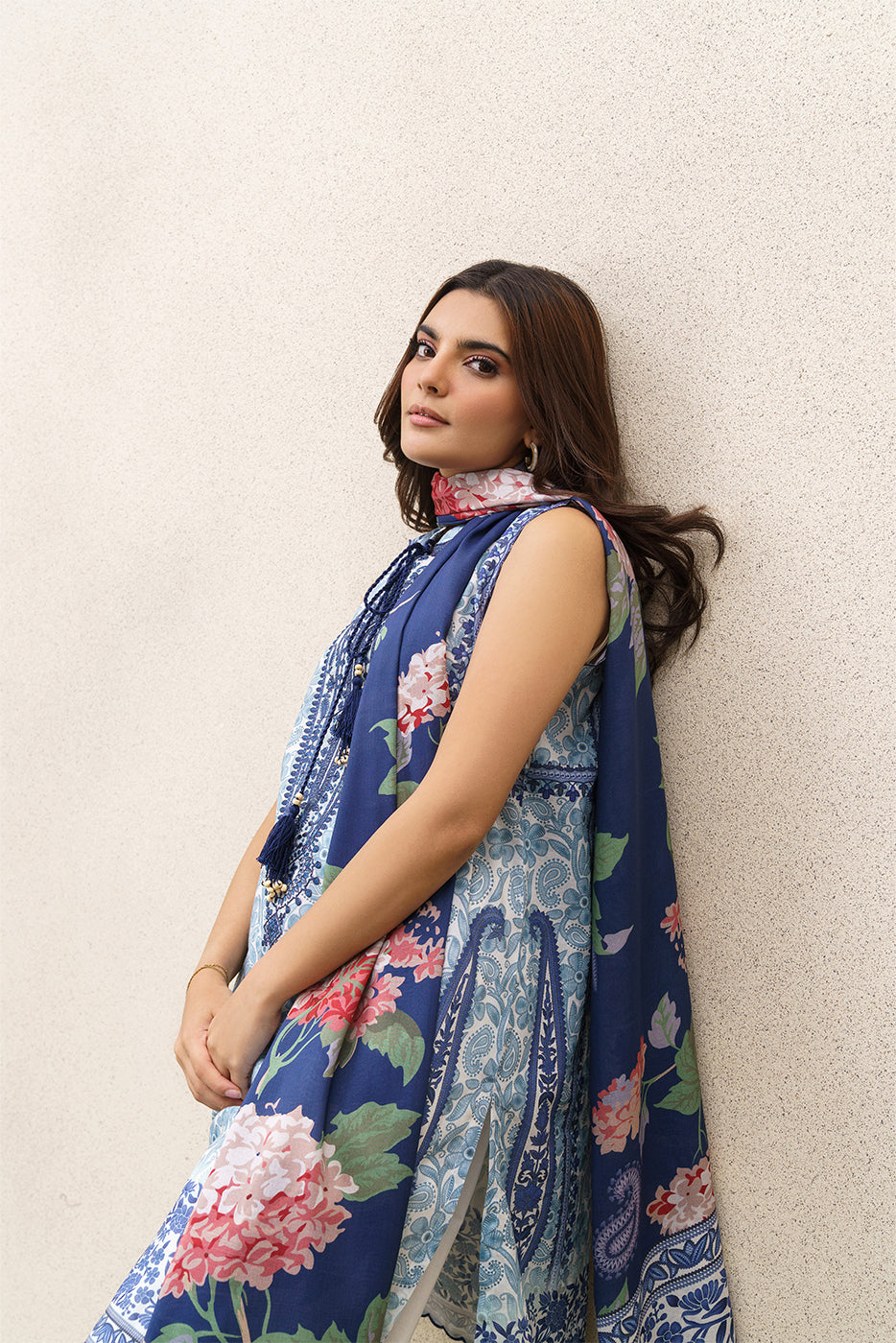 3 PIECE EMBROIDERED LAWN SUIT-AZURE DUSK (UNSTITCHED)