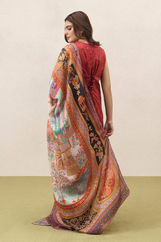 3 PIECE EMBROIDERED LAWN SUIT-SCARLET EMBER (UNSTITCHED)
