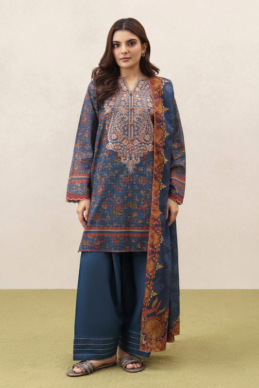 3 PIECE EMBROIDERED LAWN SUIT-FLORAL MEADOW (UNSTITCHED)