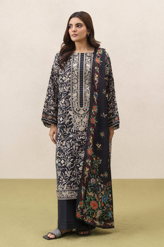 3 PIECE EMBROIDERED LAWN SUIT-FLORAL FOREST (UNSTITCHED)
