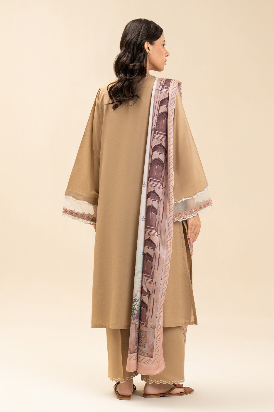 3 PIECE EMBROIDERED LAWN SUIT-DUSTY BEIGE (UNSTITCHED)