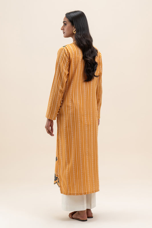 1PICE EMBROIDERED LENO KARRA  SUIT-MARIGOLD GRID (UNSTITCHED)