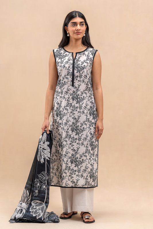 2 PIECE PRINTED LAWN SUIT-RAVEN BLISS (UNSTITCHED)