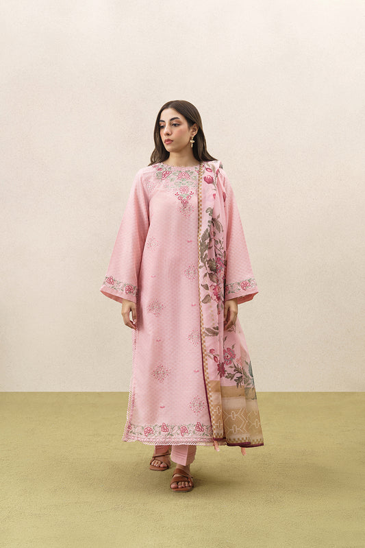 3 PIECE EMBROIDERED SELF JACQUARD SUIT-ALLURING FLORET (UNSTITCHED)