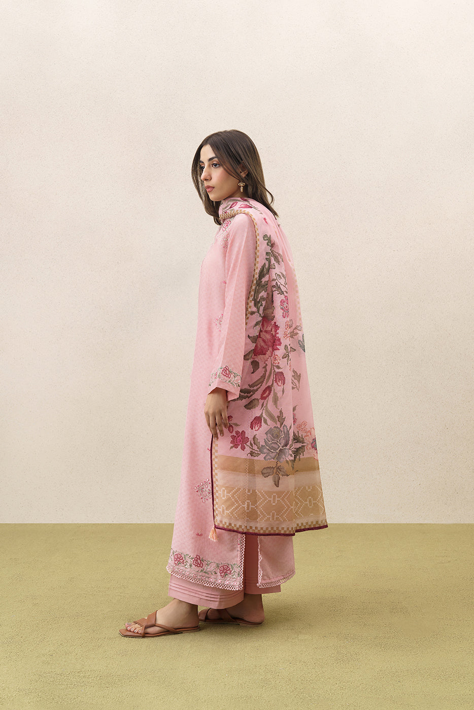 3 PIECE EMBROIDERED SELF JACQUARD SUIT-ALLURING FLORET (UNSTITCHED)