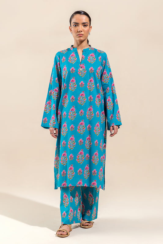2 PIECE PRINTED LAWN SUIT-CERULEAN AURA (UNSTITCHED)