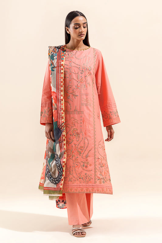 2 PIECE EMBROIDERED LAWN SUIT-CORAL BELLS (UNSTITCHED)