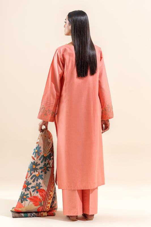 2 PIECE EMBROIDERED LAWN SUIT-CORAL BELLS (UNSTITCHED)
