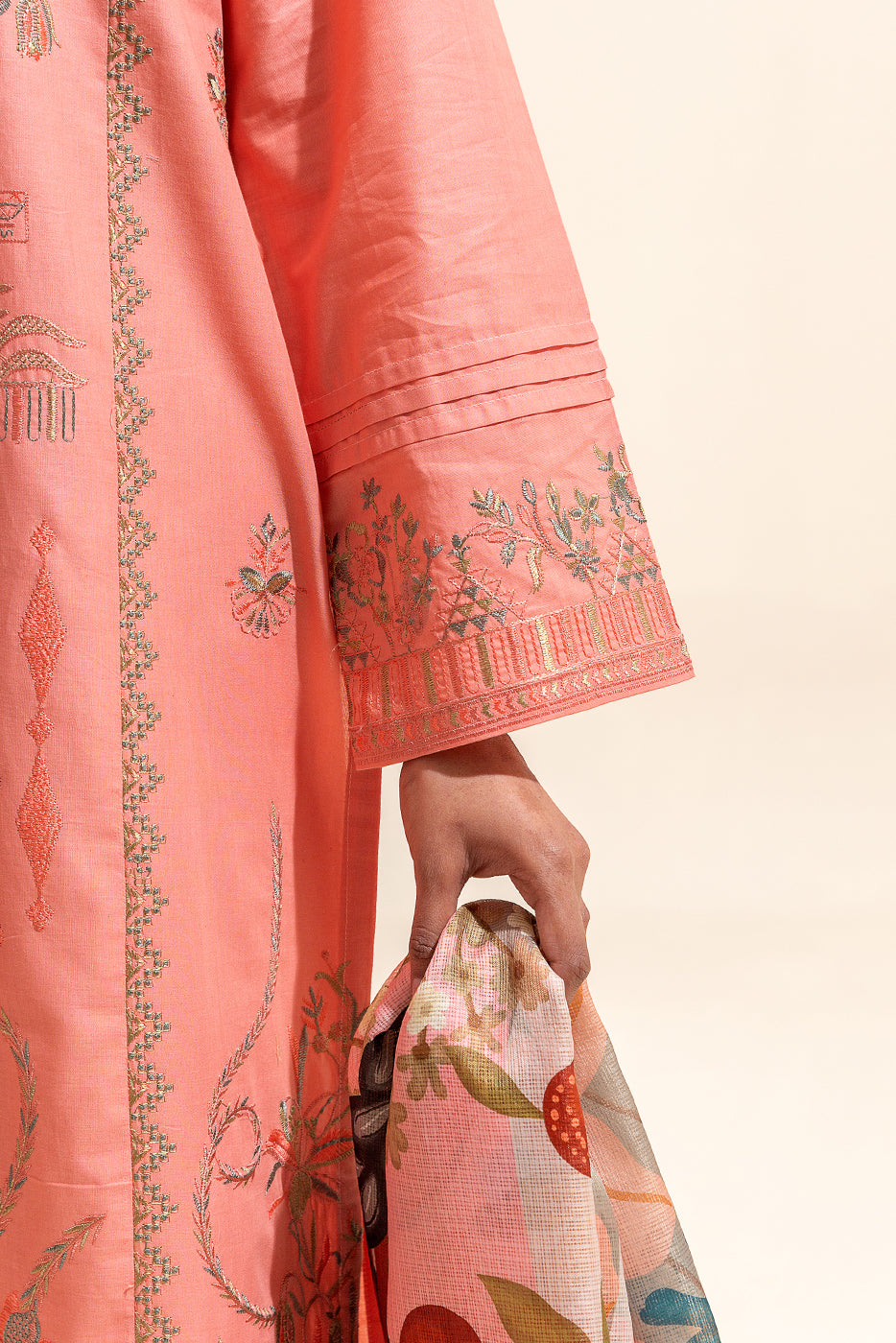 2 PIECE EMBROIDERED LAWN SUIT-CORAL BELLS (UNSTITCHED)