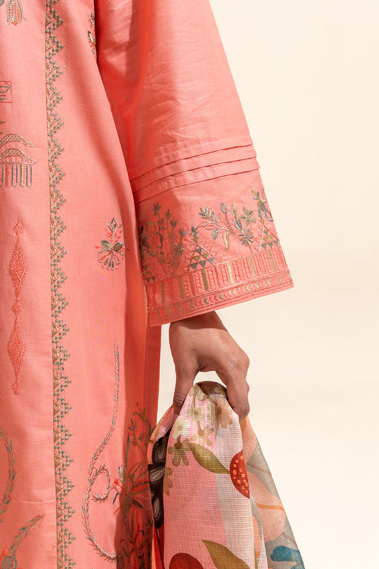 2 PIECE EMBROIDERED LAWN SUIT-CORAL BELLS (UNSTITCHED)