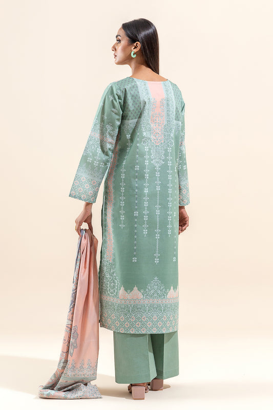3 PIECE PRINTED LAWN SUIT-ARTIC WHISPER (UNSTITCHED)