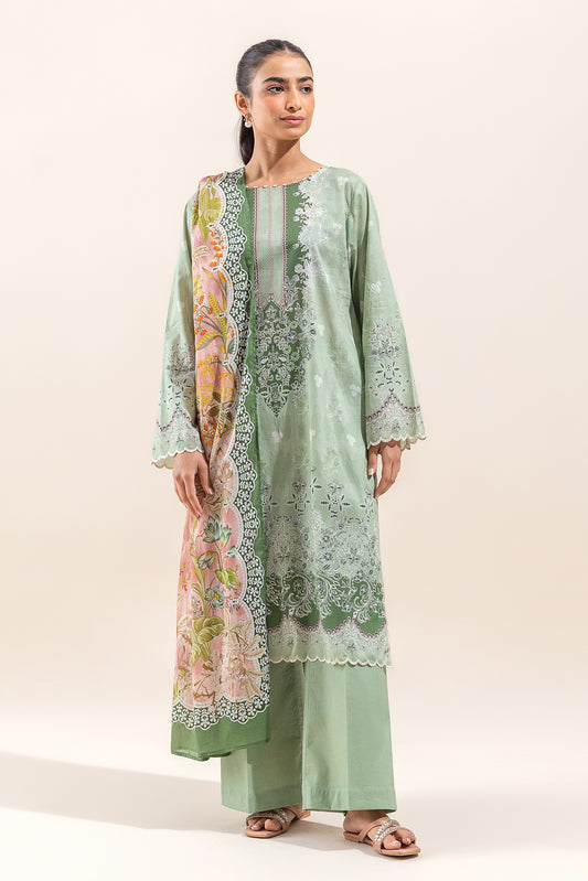 2 PIECE PRINTED LAWN SUIT-GREYED JADE (UNSTITCHED)