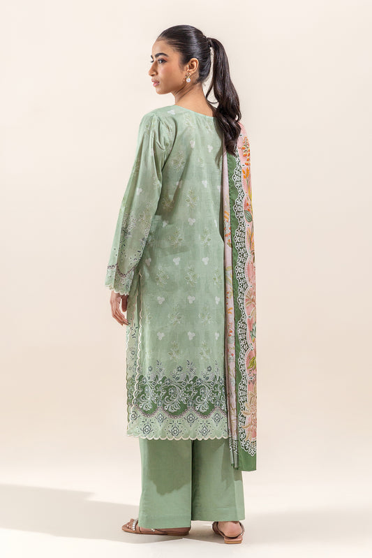2 PIECE PRINTED LAWN SUIT-GREYED JADE (UNSTITCHED)