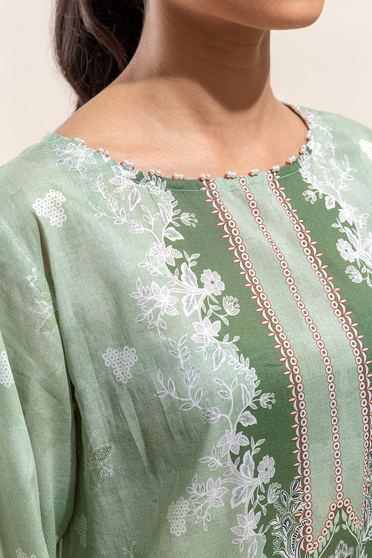 2 PIECE PRINTED LAWN SUIT-GREYED JADE (UNSTITCHED)