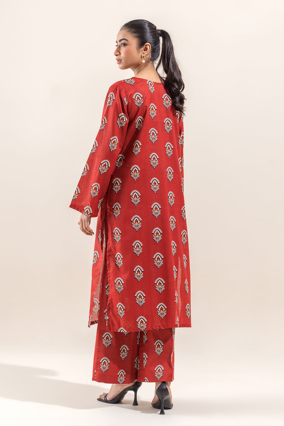2 PIECE PRINTED LAWN SUIT-EMBER GLOW (UNSTITCHED)