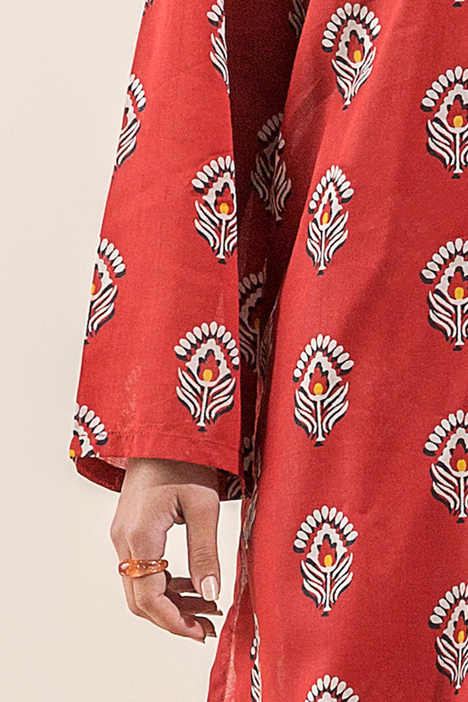 2 PIECE PRINTED LAWN SUIT-EMBER GLOW (UNSTITCHED)