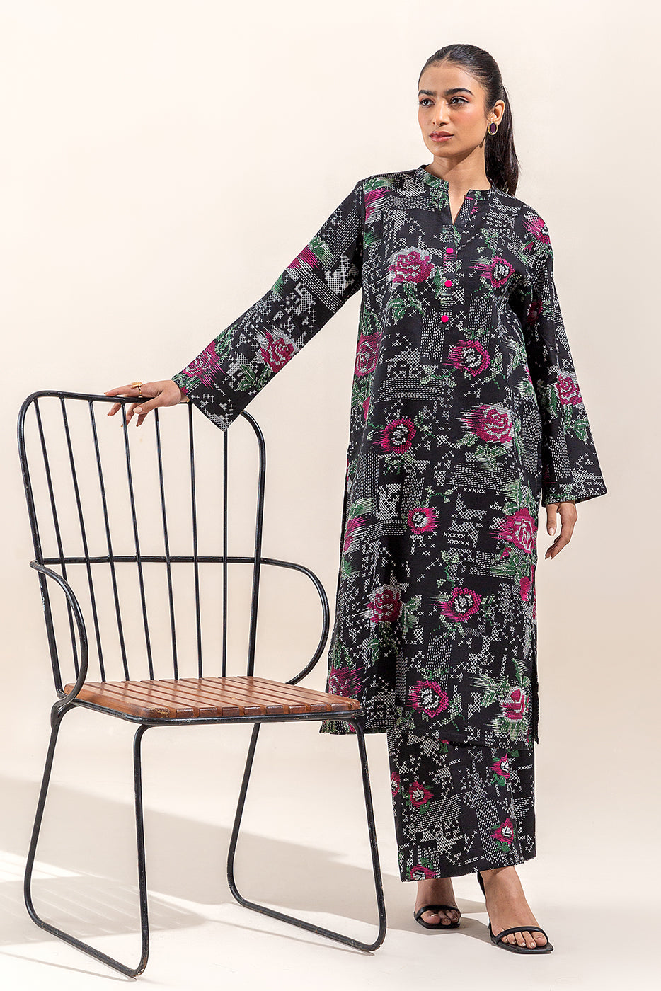 2 PIECE PRINTED LAWN SUIT-HAZED NIGHT (UNSTITCHED)