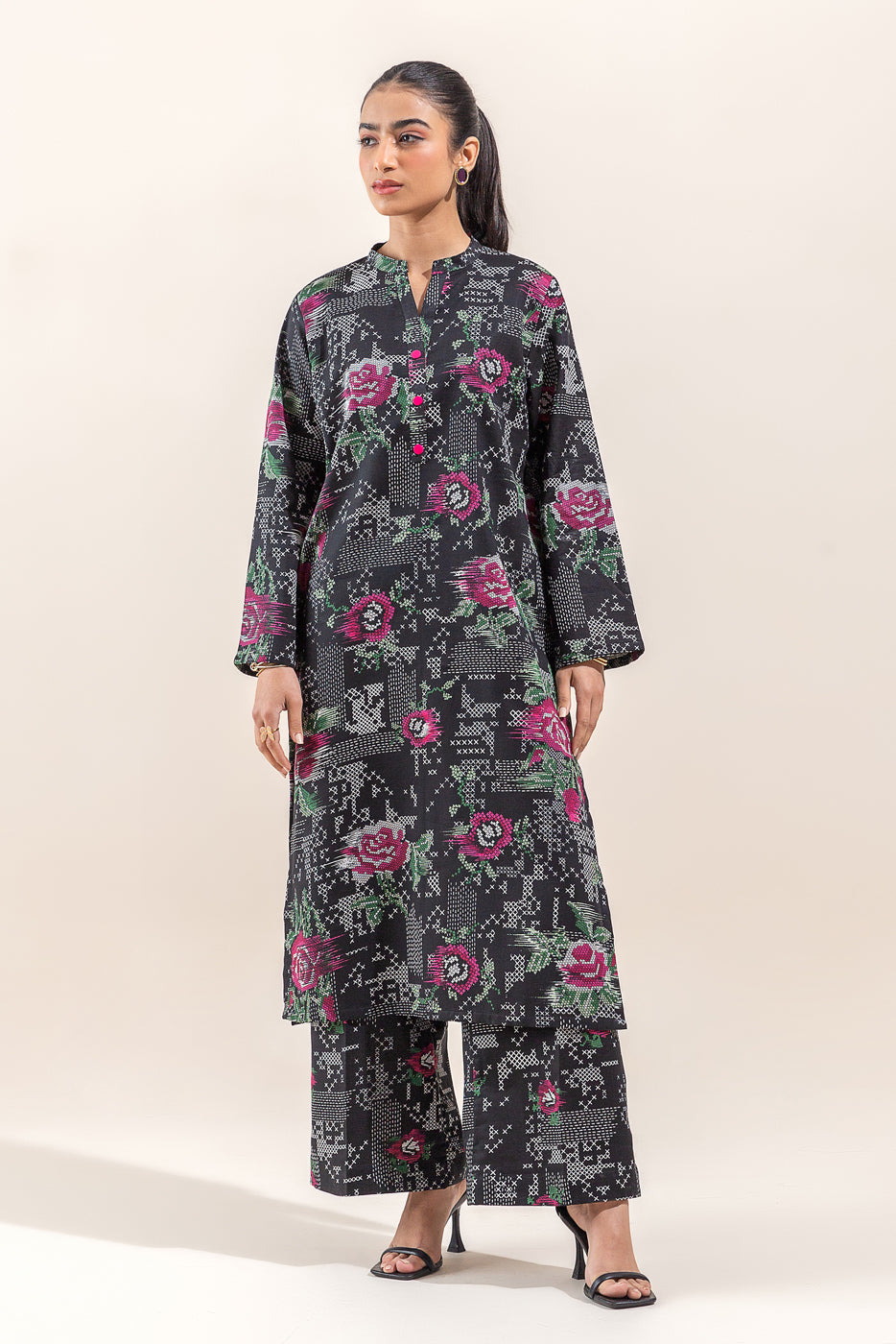 2 PIECE PRINTED LAWN SUIT-HAZED NIGHT (UNSTITCHED)