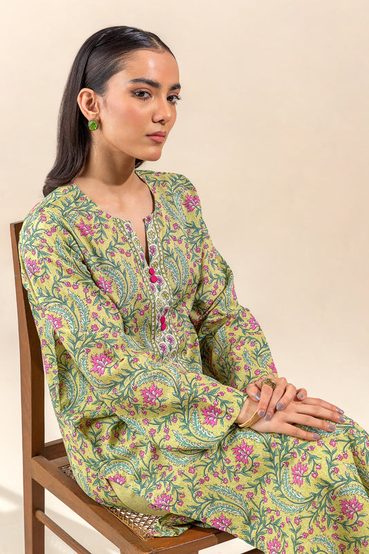 2 PIECE PRINTED LAWN SUIT-LEMON HAZE (UNSTITCHED)