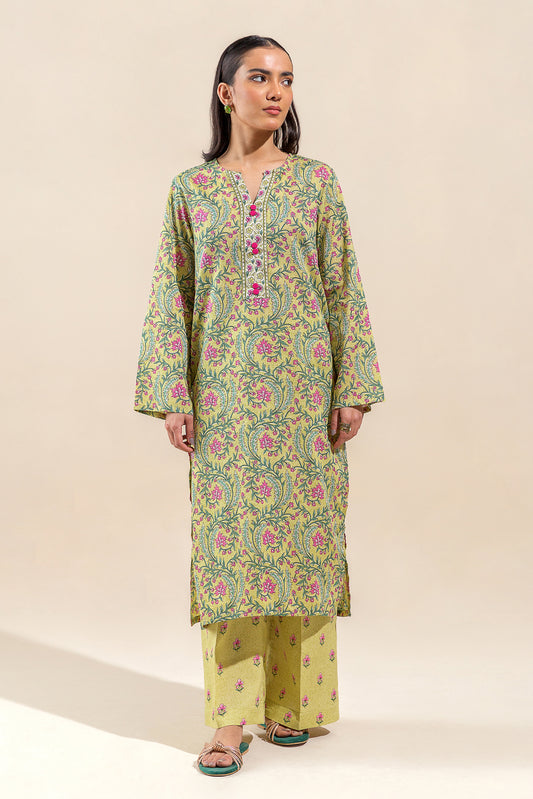 2 PIECE PRINTED LAWN SUIT-LEMON HAZE (UNSTITCHED)