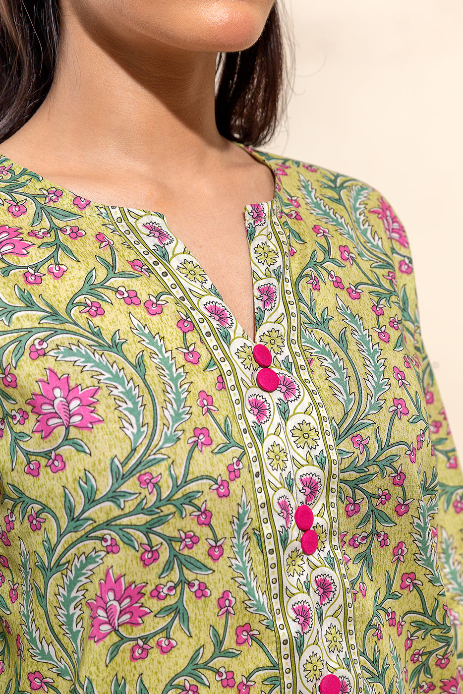 2 PIECE PRINTED LAWN SUIT-LEMON HAZE (UNSTITCHED)