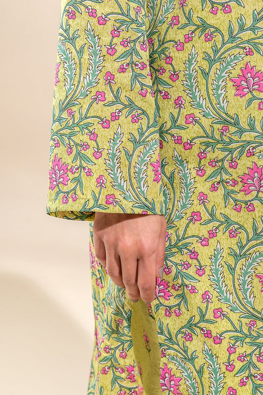 2 PIECE PRINTED LAWN SUIT-LEMON HAZE (UNSTITCHED)