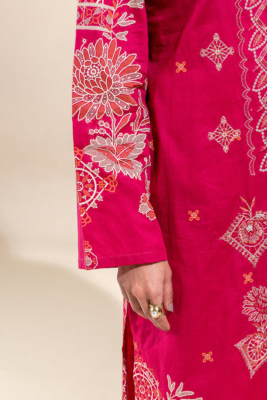 3 PIECE EMBROIDERED LAWN SUIT-SCARLET STONE (UNSTITCHED)