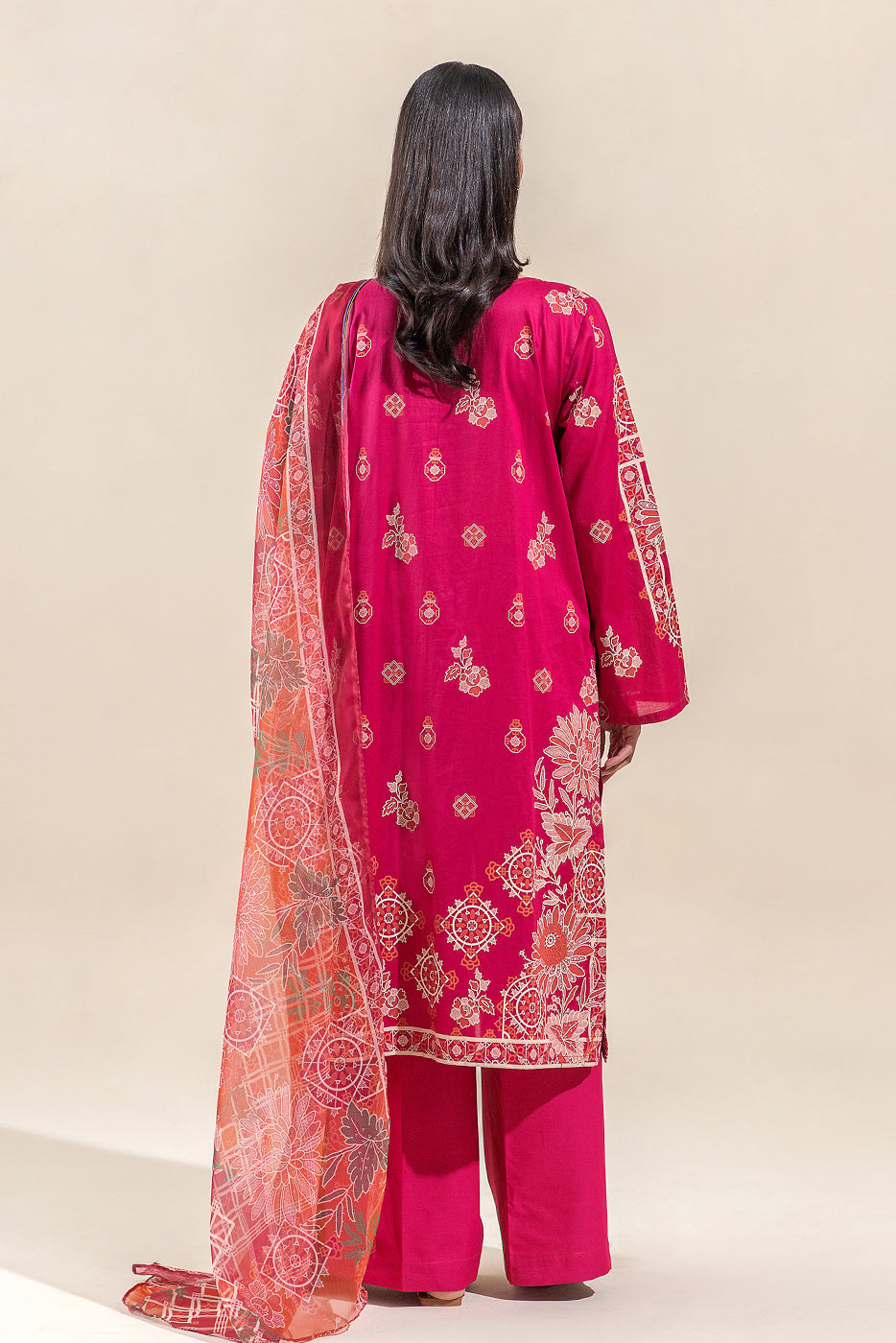3 PIECE EMBROIDERED LAWN SUIT-SCARLET STONE (UNSTITCHED)
