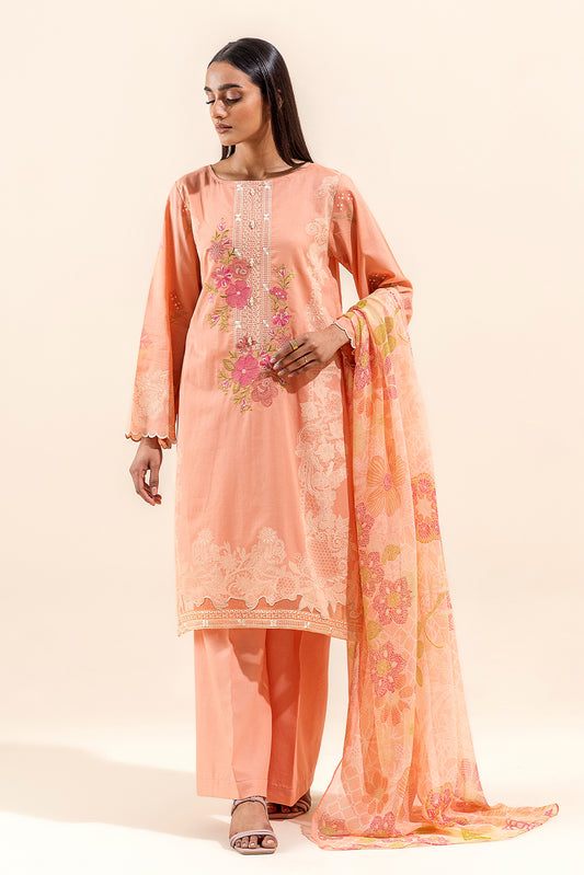 3 PIECE EMBROIDERED LAWN SUIT-BLUSH BLOOM (UNSTITCHED)