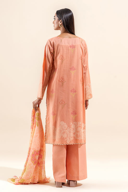 3 PIECE EMBROIDERED LAWN SUIT-BLUSH BLOOM (UNSTITCHED)