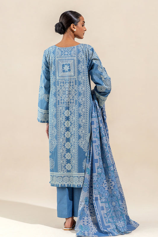 3 PIECE EMBROIDERED LAWN SUIT-BERYL GREY (UNSTITCHED)