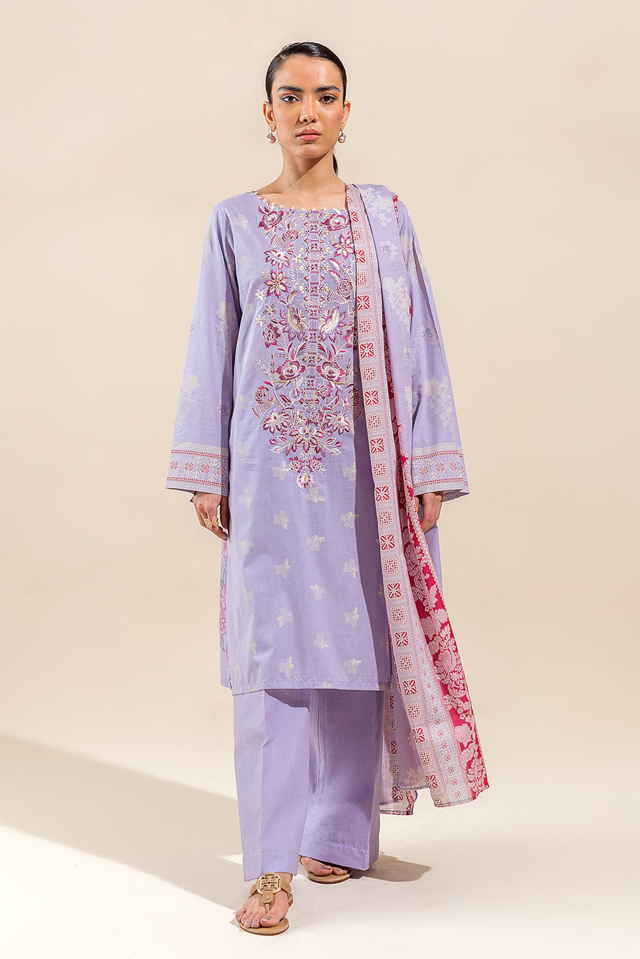 3 PIECE EMBROIDERED LAWN SUIT-FLORET SPRUCE (UNSTITCHED)
