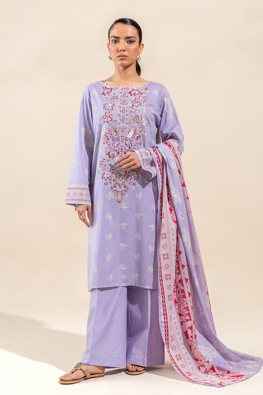 3 PIECE EMBROIDERED LAWN SUIT-FLORET SPRUCE (UNSTITCHED)