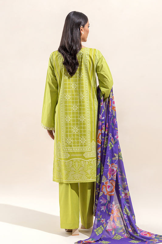 3 PIECE EMBROIDERED LAWN SUIT-WILD LIME (UNSTITCHED)