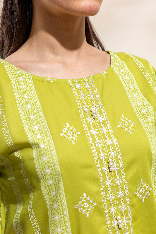 3 PIECE EMBROIDERED LAWN SUIT-WILD LIME (UNSTITCHED)