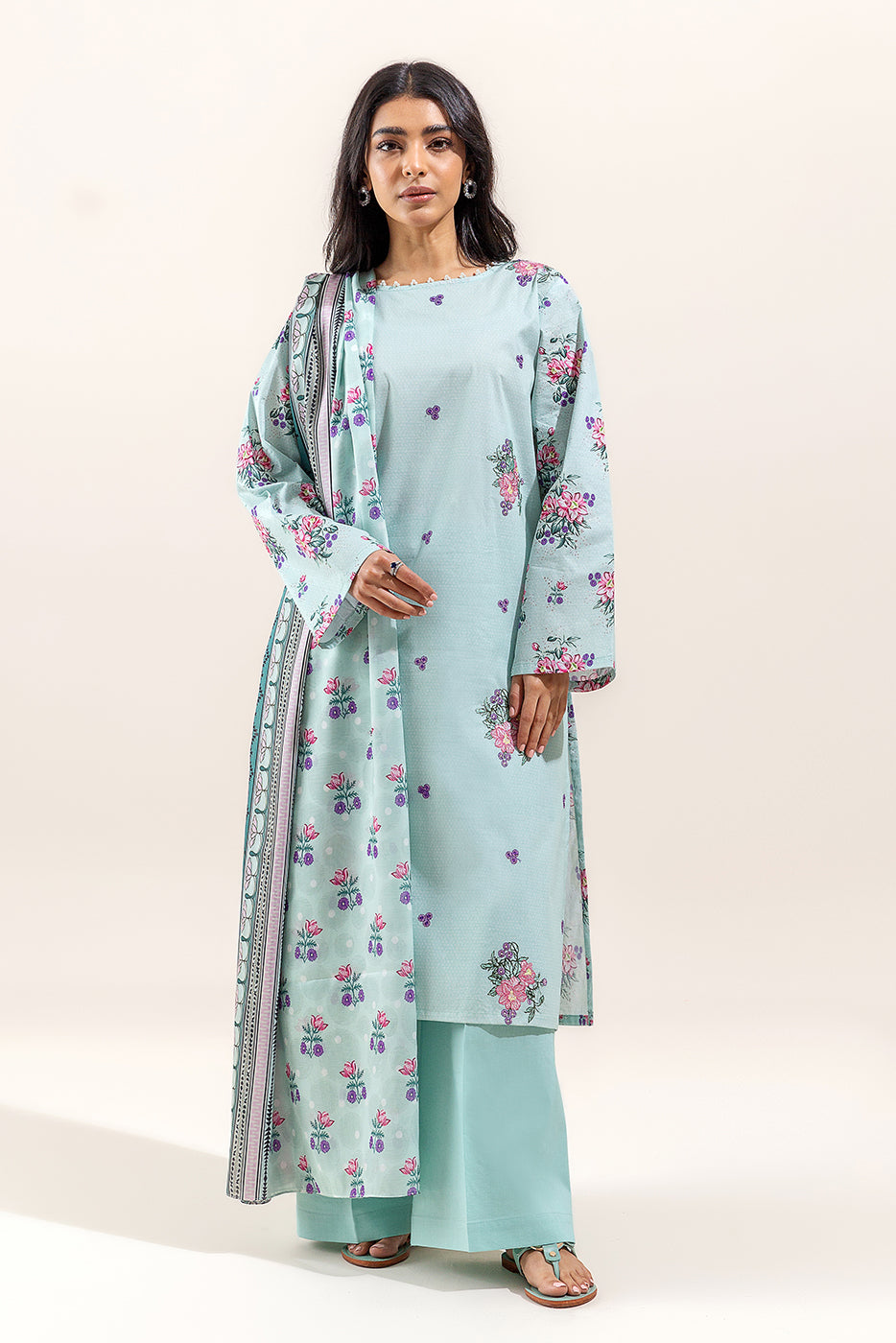 3 PIECE EMBROIDERED LAWN SUIT-PASTEL ORCHID (UNSTITCHED)