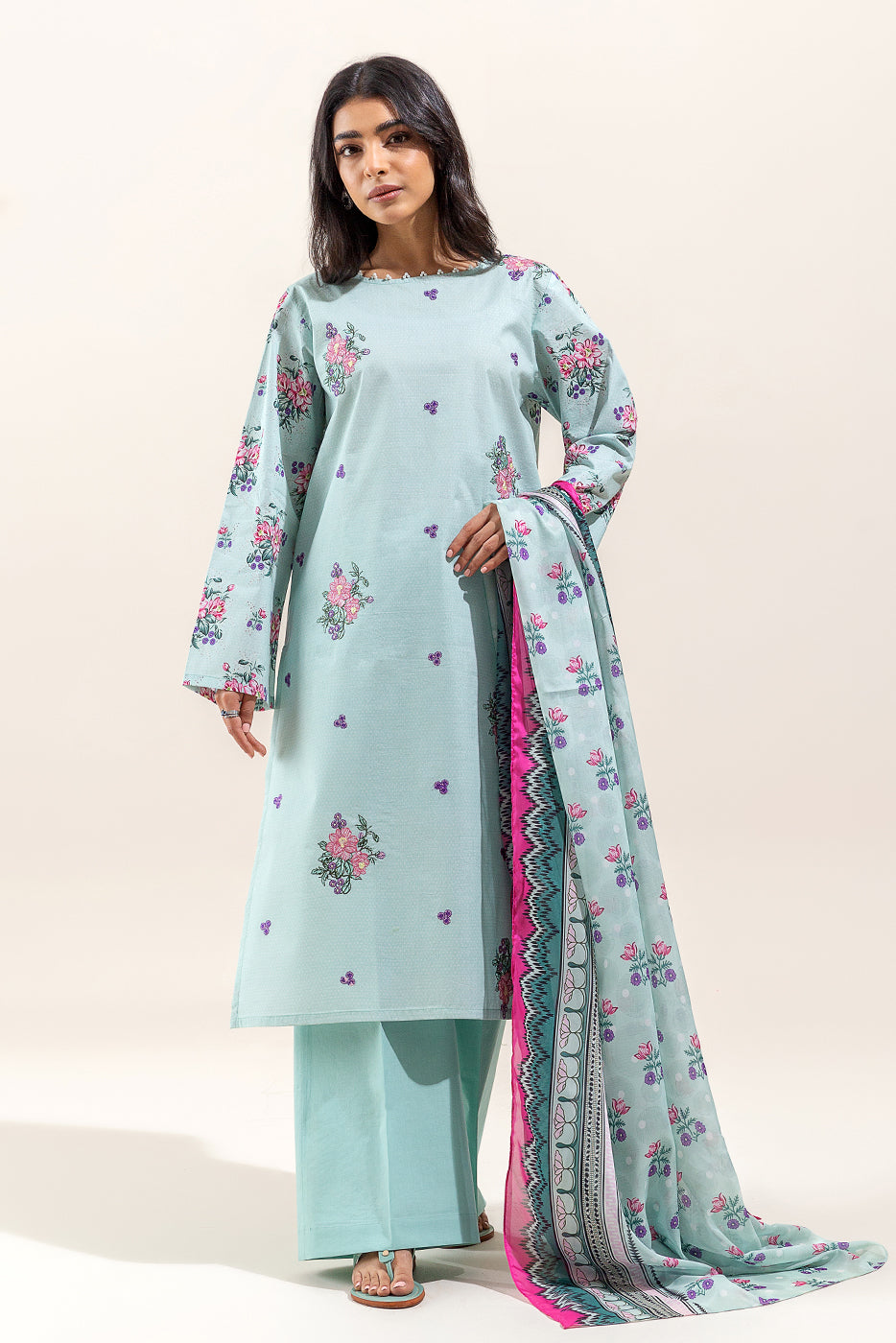 3 PIECE EMBROIDERED LAWN SUIT-PASTEL ORCHID (UNSTITCHED)