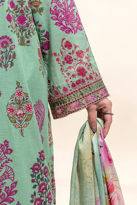 3 PIECE EMBROIDERED LAWN SUIT-DUSKY JADE (UNSTITCHED)