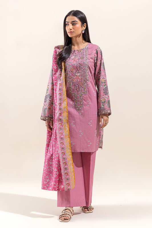 3 PIECE EMBROIDERED LAWN SUIT-BLUSG CRUSH (UNSTITCHED)