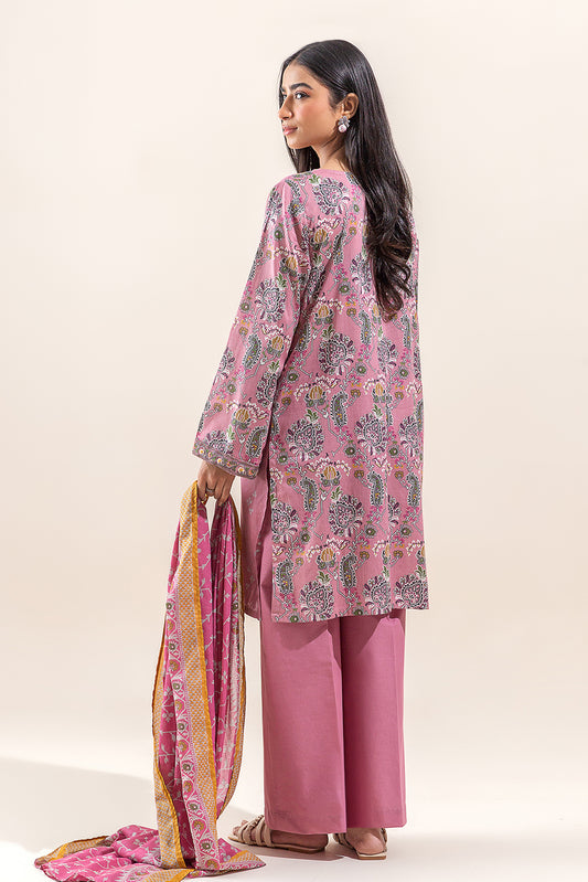 3 PIECE EMBROIDERED LAWN SUIT-BLUSG CRUSH (UNSTITCHED)