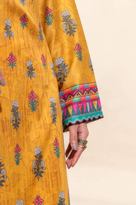 3 PIECE PRINTED LAWN SUIT-YELLOW VOYAGE (UNSTITCHED)