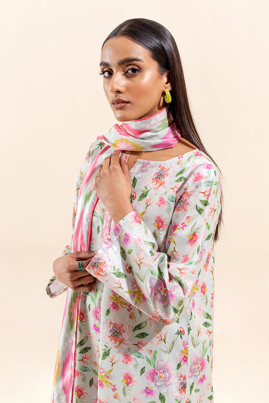 3 PIECE PRINTED LAWN SUIT-SUMMER DEW (UNSTITCHED)