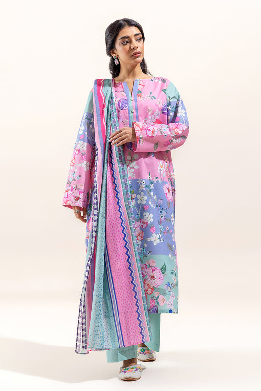 3 PIECE PRINTED LAWN SUIT-CANDY GLOOM (UNSTITCHED)