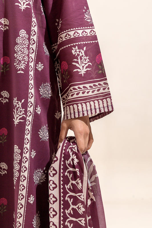 3 PIECE PRINTED LAWN SUIT-RED DAHLIA (UNSTITCHED)