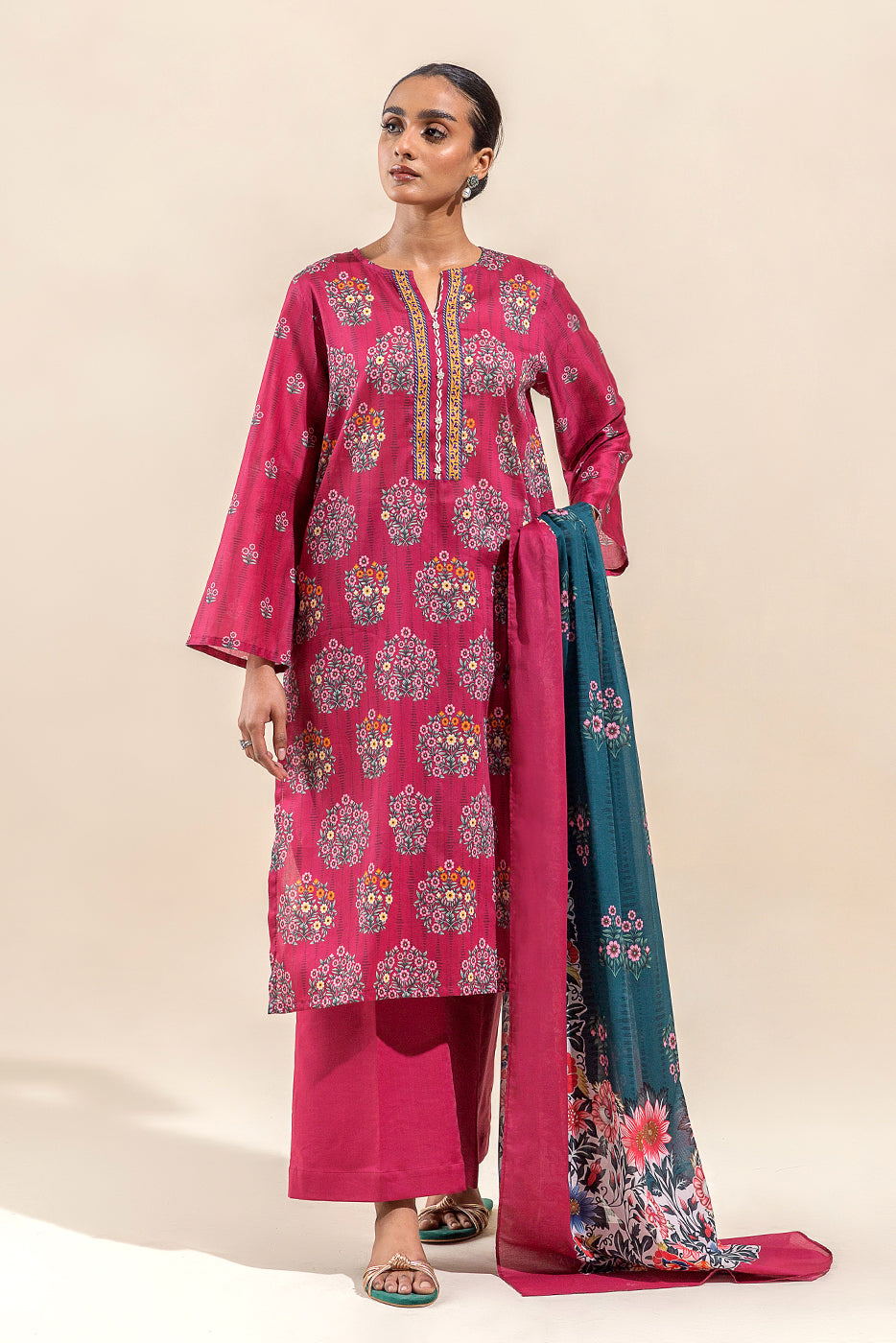 3 PIECE PRINTED LAWN SUIT-ROSETTE DAWN (UNSTITCHED)