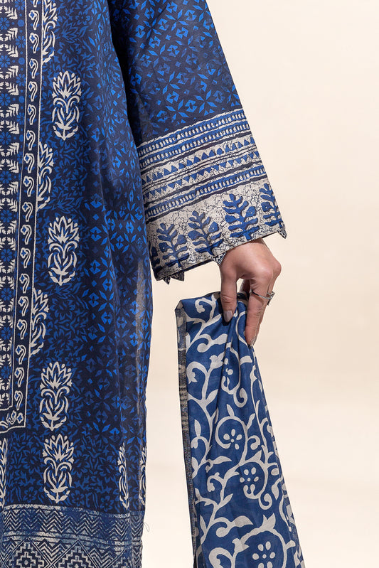 3 PIECE PRINTED LAWN SUIT-AZURE GLOW(UNSTITCHED)